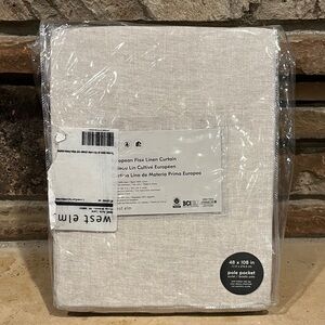 West Elm European Flax Linen Natural 48 in x 108 in Curtain with Pole Pocket